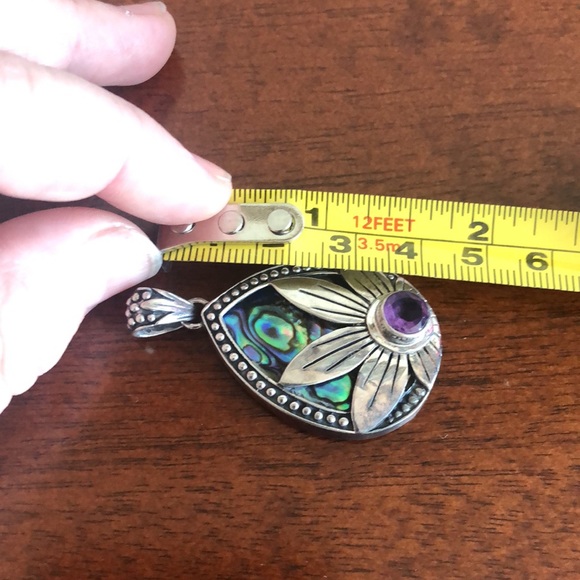 Silver set with abalone pearl and amethyst🌸earrings with pendant 🌺 - Picture 12 of 14